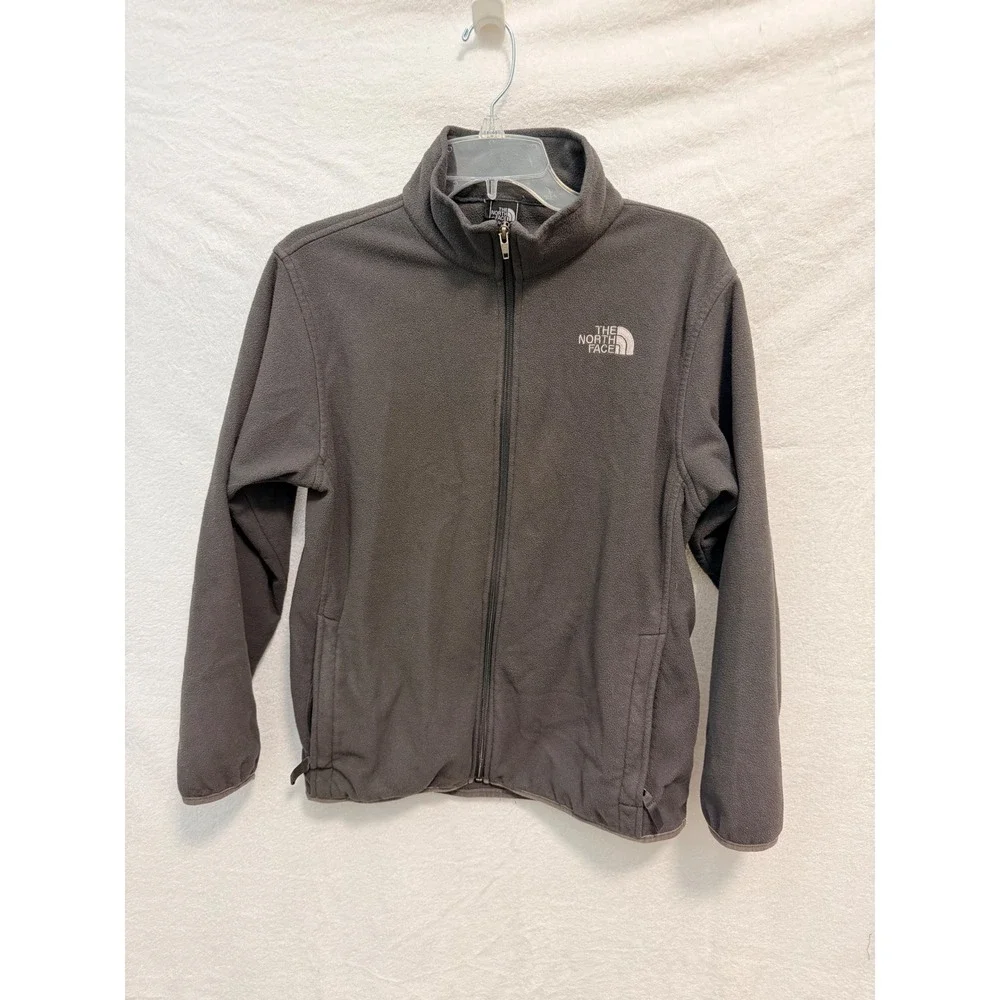 The North Face Mens XL Gray Full Zip Fleece Jacket Mock Neck TKA 100 Logo